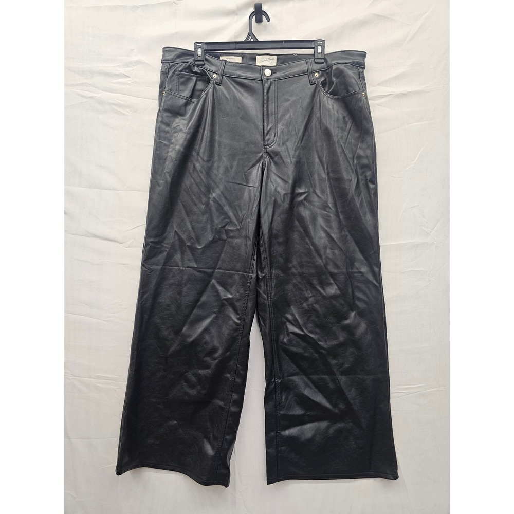 Universal Thread Womens High Rise Wide Leg Faux Leather Pants Black Size 22 NEW